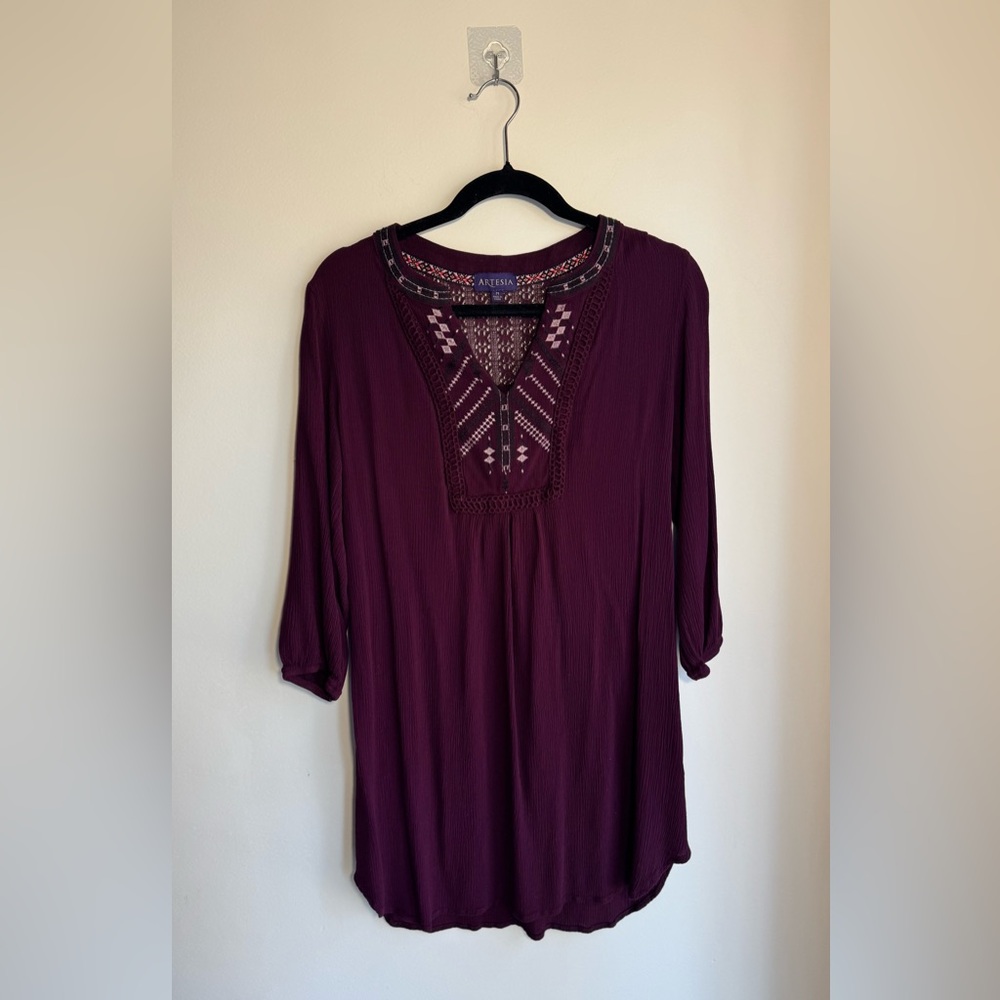 Artesia Women’s Purple Embroidered Tunic M